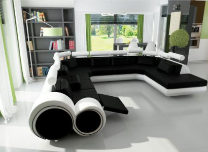 XXL Big Designer Sofa Couch Polster Garnitur Wohnlandschaft Ledersofa mit USB