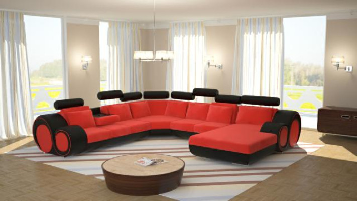 Sofa Designer Wohnlandschaft U-Form Couch Ecksofa mit USB Polster Garnitur Sofas
