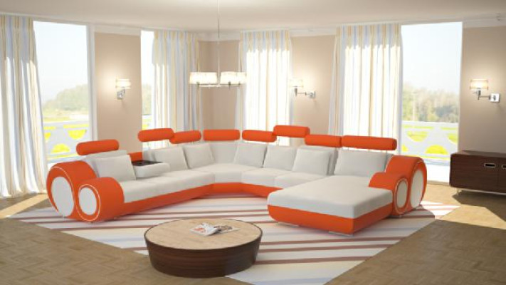Sofa Designer Wohnlandschaft U-Form Couch Ecksofa mit USB Polster Garnitur Sofas