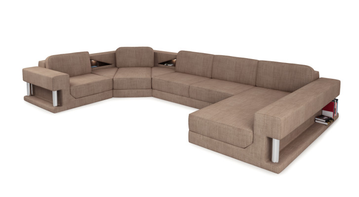 Ecksofa mit USB Polster Textill Design Sofa Garnitur Wohnlandschaft Parlament