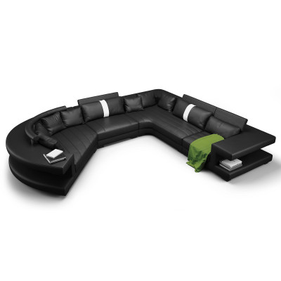 Wohnlandschaft Moderne Sitz Polster Wohnzimmer Polster Ecke Couch USB + Licht