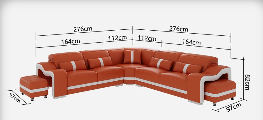 Ledersofa Couch Wohnlandschaft Ecksofa Eck Garnitur Design Modern Sofa mit USB