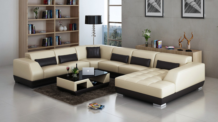 Modern Ledersofa Couch Wohnlandschaft Ecksofa Dekor Eck Design Garnitur