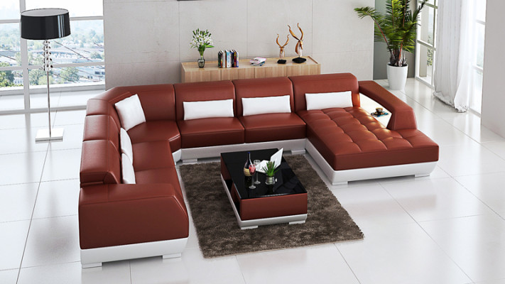 Modern Ledersofa Couch Wohnlandschaft Ecksofa Dekor Eck Design Garnitur