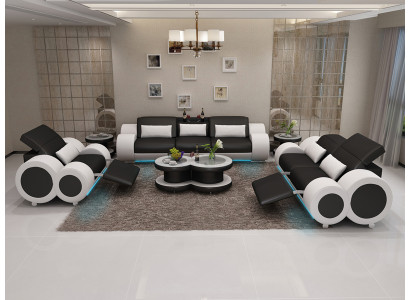 Ledersofa Couch Sofagarnitur 3+2+1 Sitzer Garnitur Design Dekor Modern Sofa