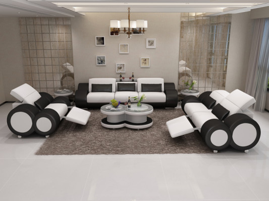 Ledersofa Couch Sofagarnitur 3+2+1 Sitzer Garnitur Design Dekor Modern Sofa