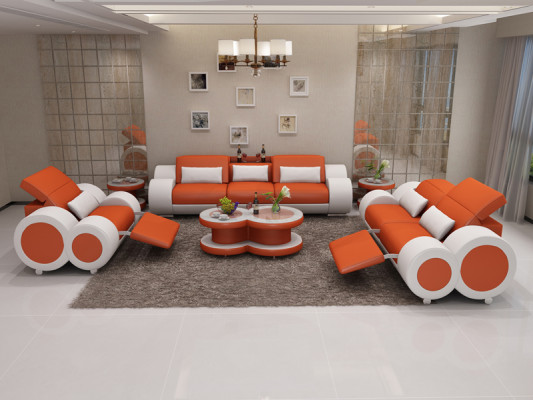 Ledersofa Couch Sofagarnitur 3+2+1 Sitzer Garnitur Design Dekor Modern Sofa