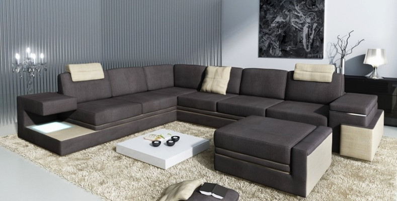 Wohnlandschaft XXL Ecksofa Polster Eck Ecke Sitz Garnitur Sofas Couchen Textil