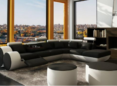 Ledersifa Sofa Ledercouch USB Garnitur XXL Wohnlandschaft Ecksofa Maßfertigung