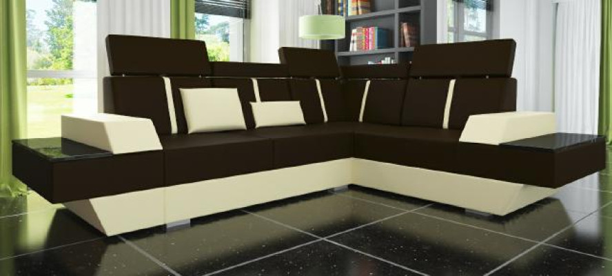 Polster Couch Sofa mit USB,Eckcouch Ledercouch Designer Ledersofa Wohnlandschaft