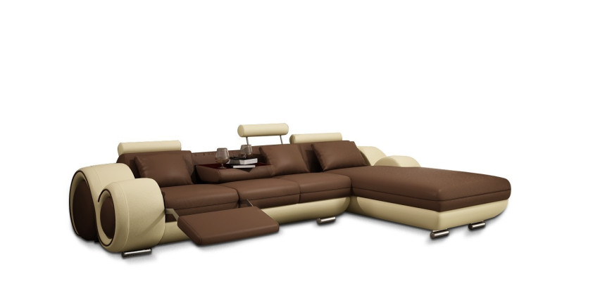 Ledersofa mit USB Wohnlandschaft Ecksofa Eck Garnitur Design Modern Sofa A1163E