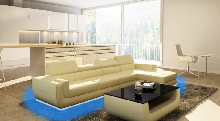 Modern Ecksofa mit USB Polster Leder Design Sofa Garnitur Wohnlandschaft Tettau