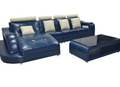 Ledersofa mit USB Wohnlandschaft Eck Garnitur Design Modern Sofa L-Form L6015