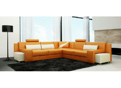 Wohnlandschaft Polster Ecke Eck Sofa mit USB Garnitur Landschaft Leder V015B Neu