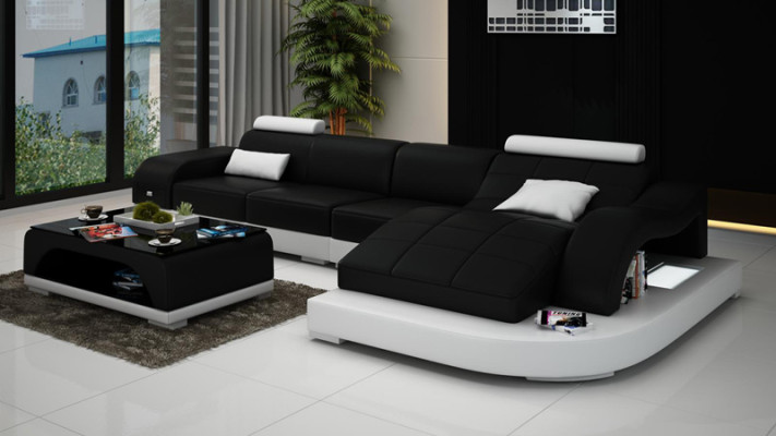 Ecksofa mit USB Polster Eckgarnitur Wohnlandschaft Eckcouch Design Sofa PHM3375