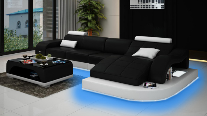 Ecksofa mit USB Polster Eckgarnitur Wohnlandschaft Eckcouch Design Sofa PHM3375