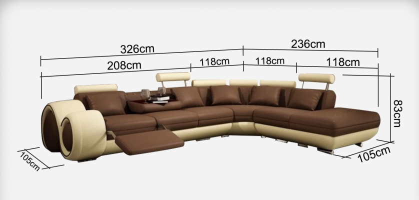 Ledersofa mit USB Wohnlandschaft Ecksofa Eck Garnitur Design Modern Sofa A1163C