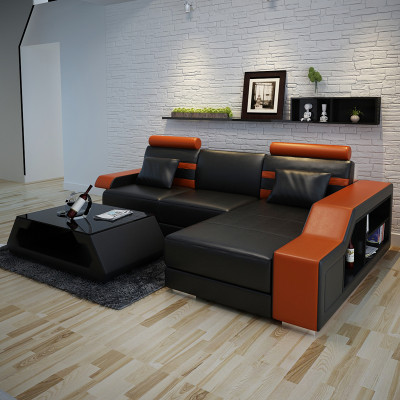 Ledersofa mit USB Wohnlandschaft Ecksofa Eck Garnitur Design Modern Sofa L6016E