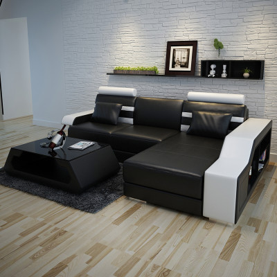 Ledersofa mit USB Wohnlandschaft Ecksofa Eck Garnitur Design Modern Sofa L6016E