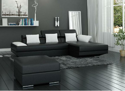 Wohnlandschaft Polster Ecke Eck Sofa mit USB Garnitur Landschaft Leder 2719C Neu