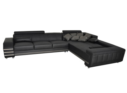 Eck Leder Sofa + USB Polster Sitz Garnitur Wohnlandschaft Design XXL L Form Ecke