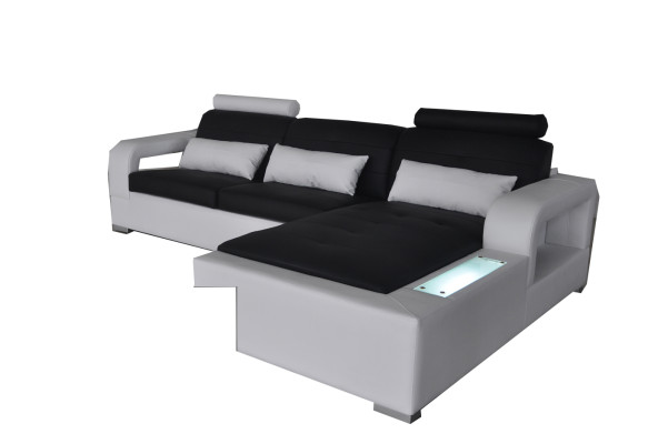 Ledersofa mit USB Wohnlandschaft Eck Garnitur Design Modern Sofa L-Form L6008
