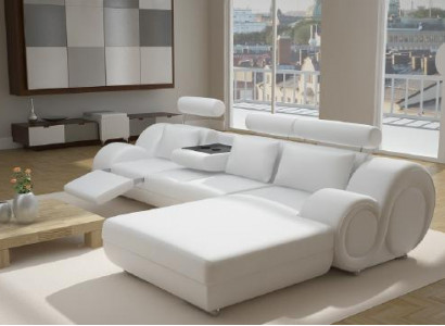 Designer Polster Sofa + USB Ledersofa Wohnlandschaft Ecksofa Garnitur Berlin II