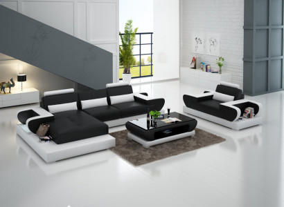 Design XXL Big Sofa mit USB,Ecksofa Ledersofa Couch Polster Ecke Wohnlandschaft