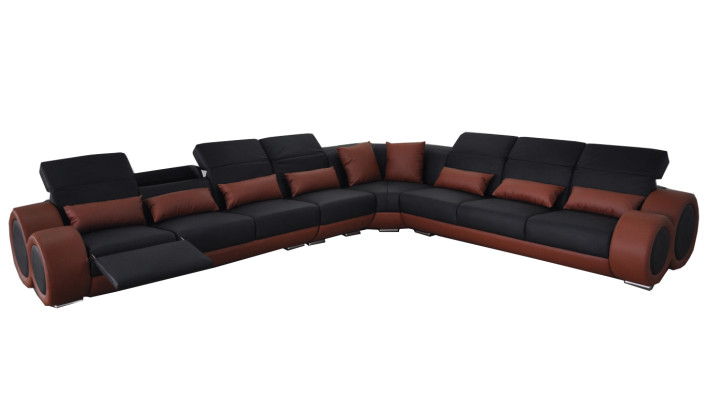 Design Eck Couch mit USB Polster Sofa Leder Sitz Garnitur Moderne Sofas Sitz Neu
