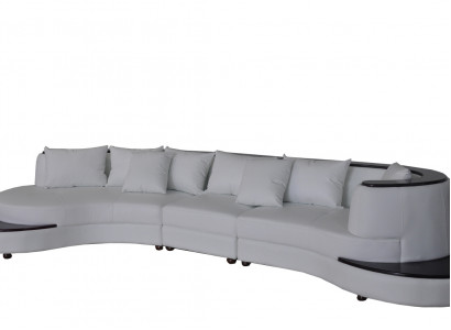 Luxus Wohn Eck Leder Garnitur Polster XXL Big Sofa mit USB UForm Ecke Landschaft