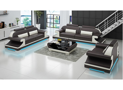 Ledersofa Couch Wohnlandschaft 3+2+1 Sitzer Garnitur Sofa Sofagarnitur