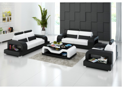 Ledersofa Couch Wohnlandschaft 3+2+1 Sitzer Garnitur Modern Design Sofa