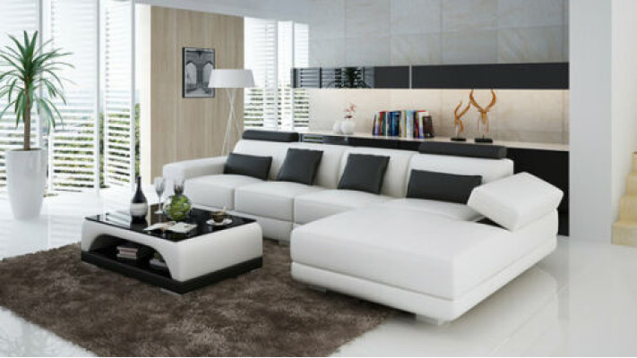 Leder Couch Polster Sitz Eck Garnitur Moderne Design Sofas Wohnlandschaft