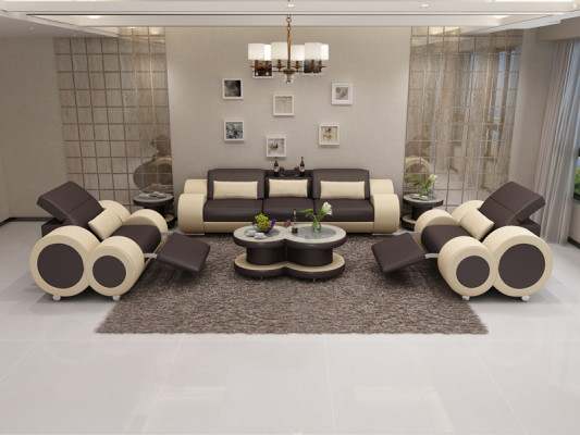 Ledersofa Couch Sofagarnitur Neu 3+1+1Sitzer Garnitur Design Modern Sofa mit USB