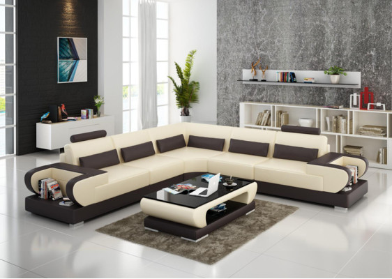 Ledersofa Couch Wohnlandschaft Ecksofa Eck Garnitur Design Modern Sofa G8003B