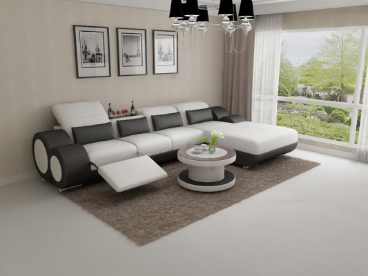 Ledersofa + USB Sofagarnitur Neu Ecksofa Eck Garnitur Design Modern Sofa G8035H