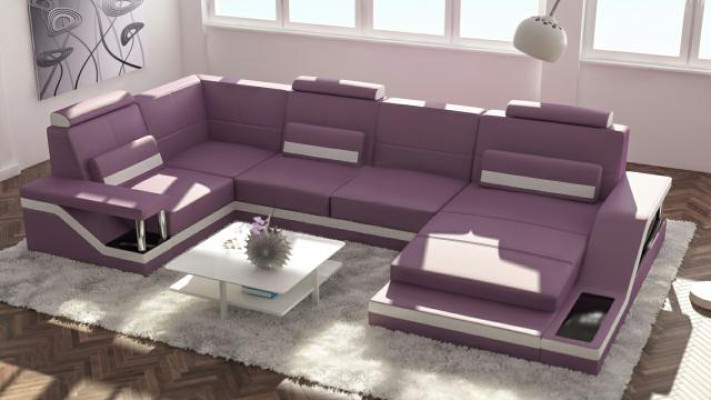 Wohnlandschaft Couch Ecke Ecksofa Garnitur Textil Stoff Leder Sofas Sofa mit USB
