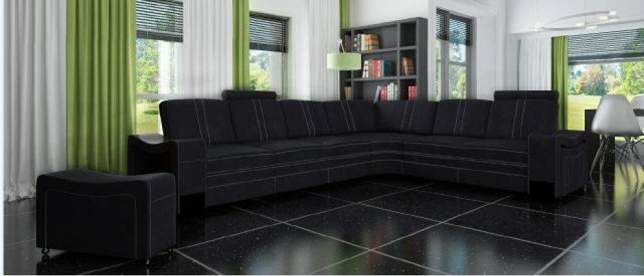 Stoff Couch Textil Polster Eckcouch Sofa + USB Ecksofa Wohnlandschaft Stoffsofa