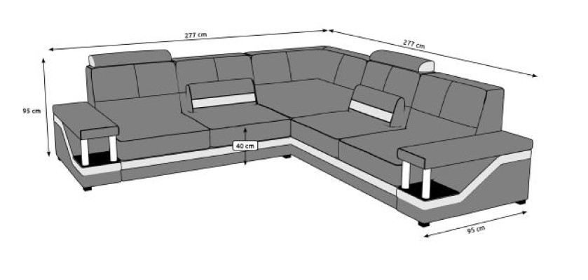 Ledersofa Eckcouch Sofa + USB Poster Eckgarnitur Sofas Stoff Leder Garnitur Neu