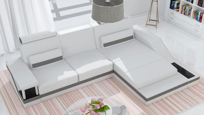 Ecksofa Wohnlandschaft Sofa +USB Eck Garnitur Leder Textil Stoff Maßanfertigung