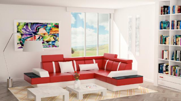 Designer Wohnlandschaft Eckcouch Neu Couch Sofa Polster Ledersofa + USB,Garnitur