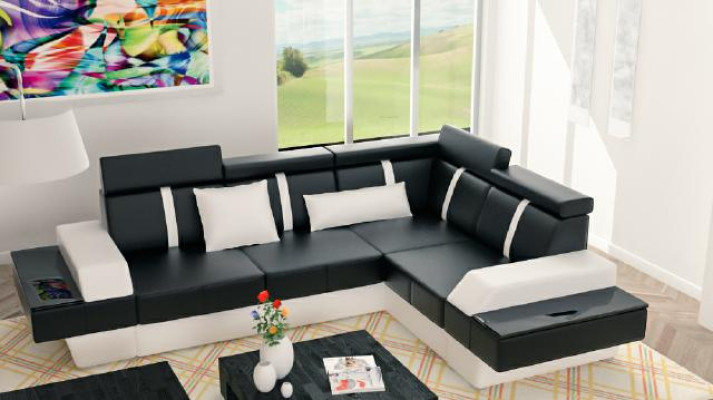 Designer Wohnlandschaft Eckcouch Neu Couch Sofa Polster Ledersofa + USB,Garnitur