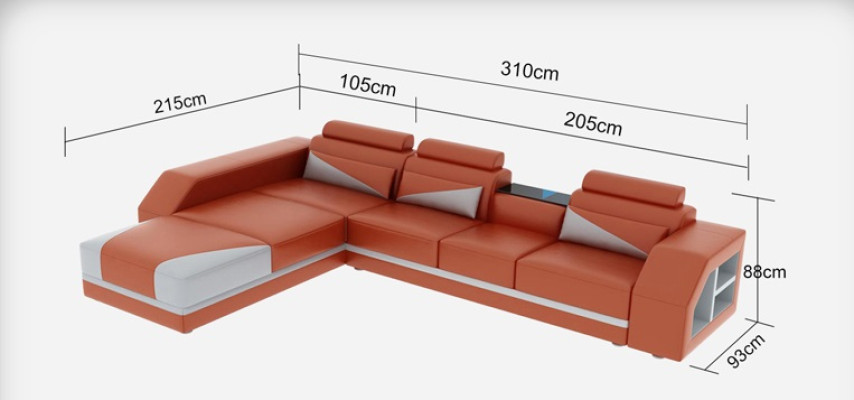 Leder Eck Sofa mit USB,Garnitur Ecke Sofas Couchen Polster Wohnlandschaft Luxus