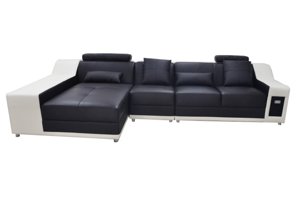 Ecke Leder Modern XXL Couch Wohnlandschaft Ledersofa Sofa mit USB,L-Form B2017B