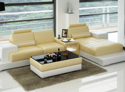Ledersofa mit USB Wohnlandschaft Ecksofa Eck Garnitur Design Couch Sofa L6004D