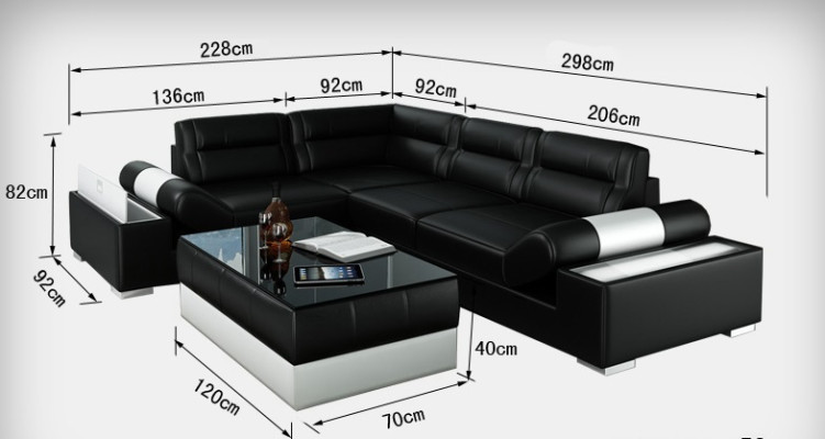 Ledersofa Sofa USB Wohnlandschaft Ecksofa Garnitur Couch Design Garnitur L6001B