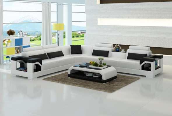 Sofa Ledersofa Couch Wohnlandschaft Eck Ecksofa Modern Design Garnitur