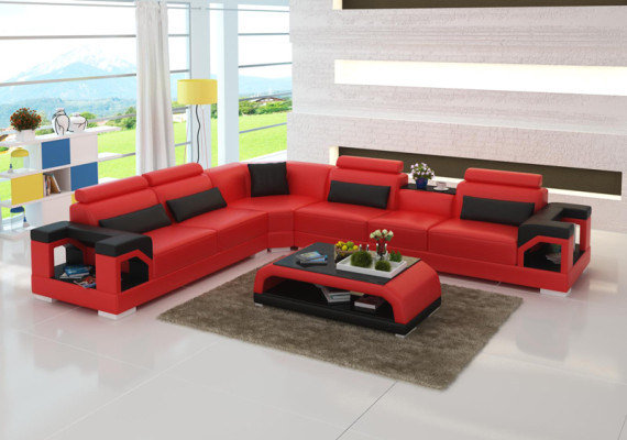 Sofa Ledersofa Couch Wohnlandschaft Eck Ecksofa Modern Design Garnitur