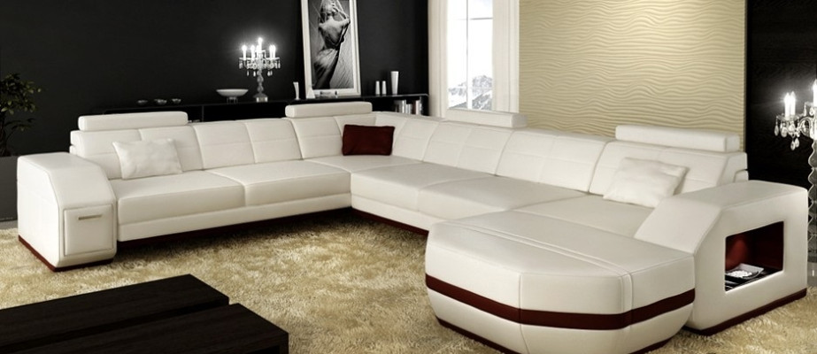 Ledersofa Ecksofa Wohnlandschaft Ecksofa Eckcouch Polster Sitz Ecke Wyen S/W Neu