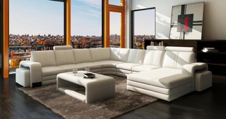 XXL LEDERSOFA LEDERCOUCH LEDERECKSOFA WOHNLANDSCHAFT ECKSOFA NEU GARNITUR SOFA